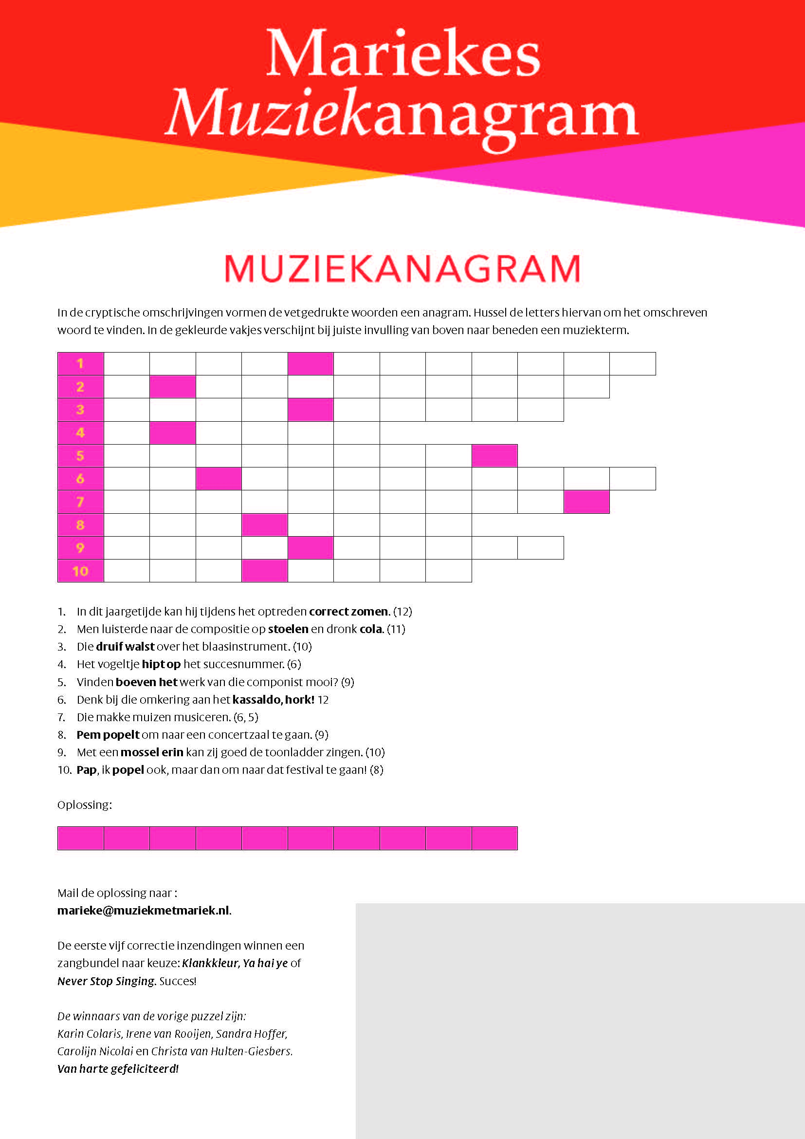 Mariekes Muziekanagram De Pyramide 78-3 juli 2024