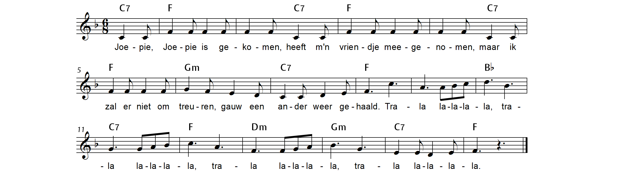 Joepie, Joepie. Traditioneel kringspel-/dansliedje voor kinderen