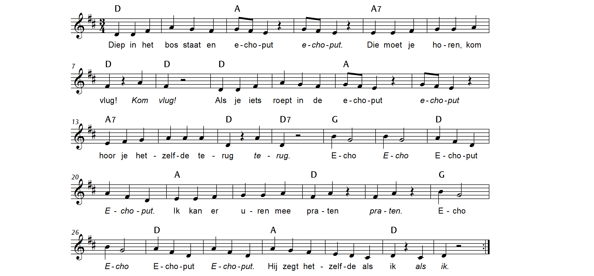 Echoput. Lied om de echo en verschillen in dynamiek te ervaren