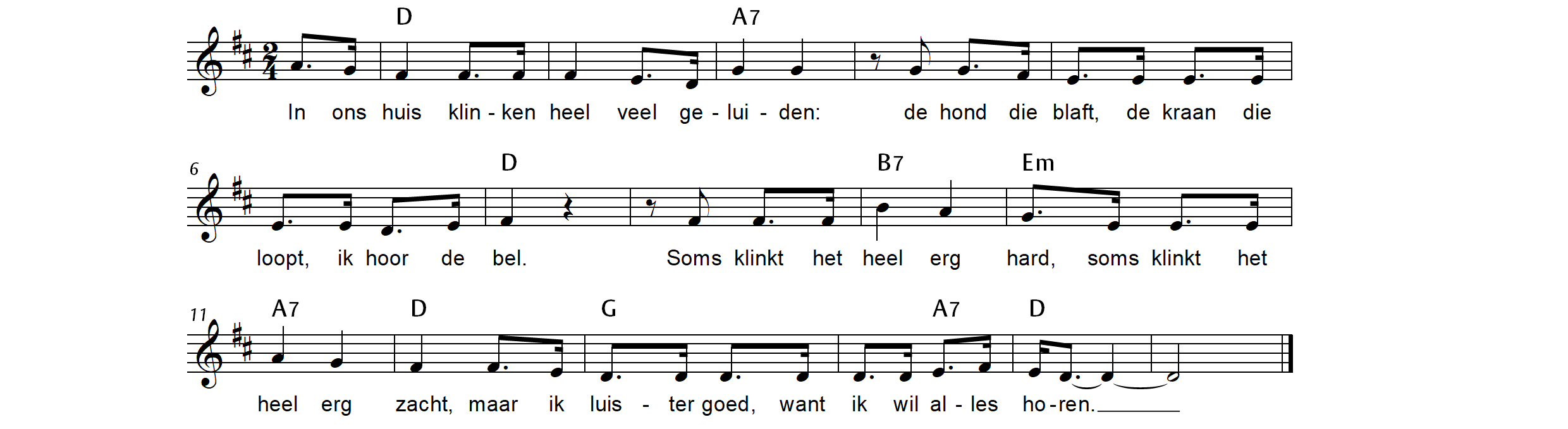 'Ik wil alles horen', geluidenliedje voor (onder- en) middenbouw, geschikt voor variatie in dynamiek en tekst