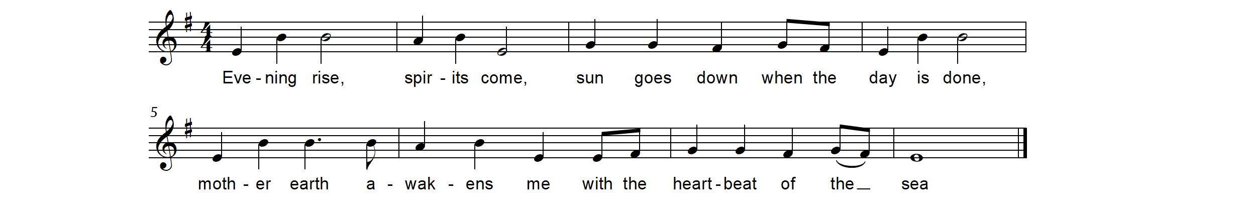 Evening rise. Engelstalige versie van een lied van een inheems Noord-Amerikaans volk, waarschijnlijk de Hopi